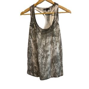 SWS Grey&White Snakeskin Tie Dye Racerback Lightweight Tank Top S